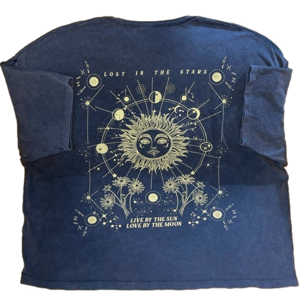 Oversized Celestial Live By the Sun Love by the Moon Cotton Shirt